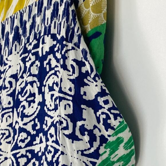 Forever 21 Island Tropical Vacation Strapless Dress Yellow Blue Green Sundress - Picture 6 of 11